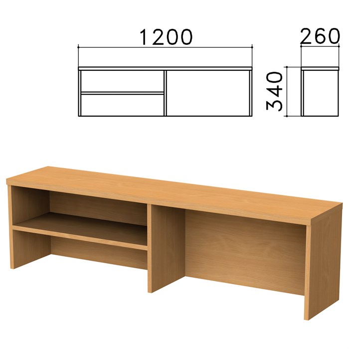 Надстройка для стола письменного Монолит, 1200х260х340 мм, 1 полка, цвет бук бавария 640192 - фото 106485