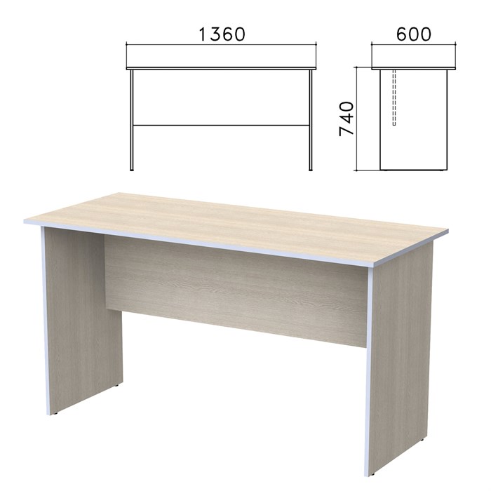 Стол письменный Бюджет, 1360х600х740 мм, дуб шамони светлый 640620 - фото 106561