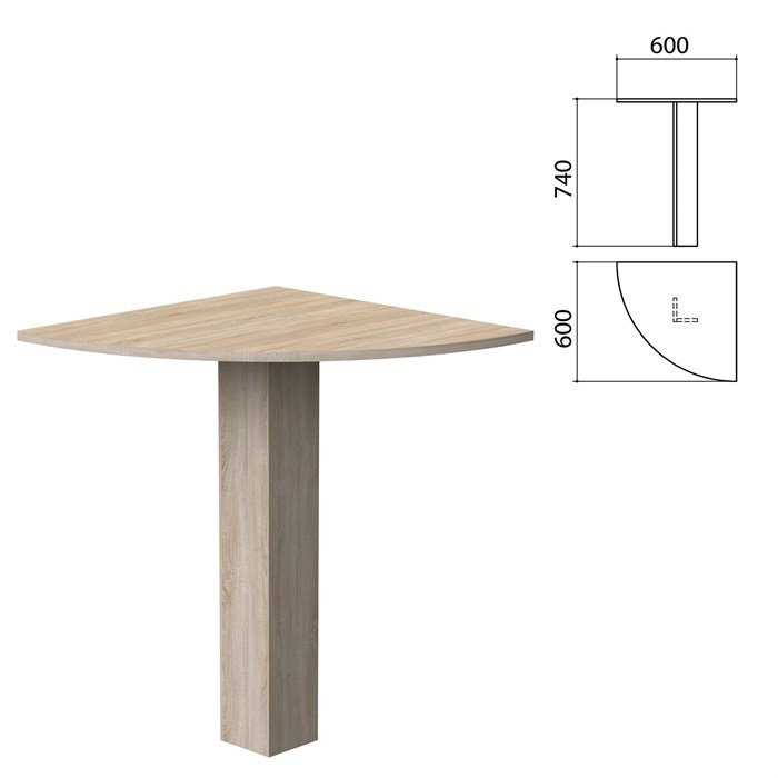 Стол приставной угловой Бюджет 600х600х740 мм, дуб сонома 641839 - фото 106580