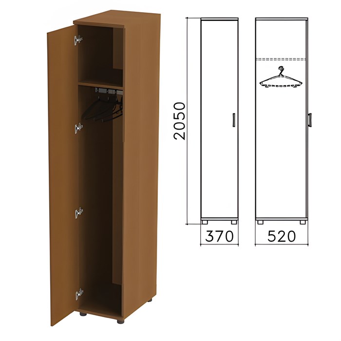 Шкаф для одежды Монолит, 370х520х2050 мм, цвет орех гварнери, ШМ52.3 640184 - фото 106652
