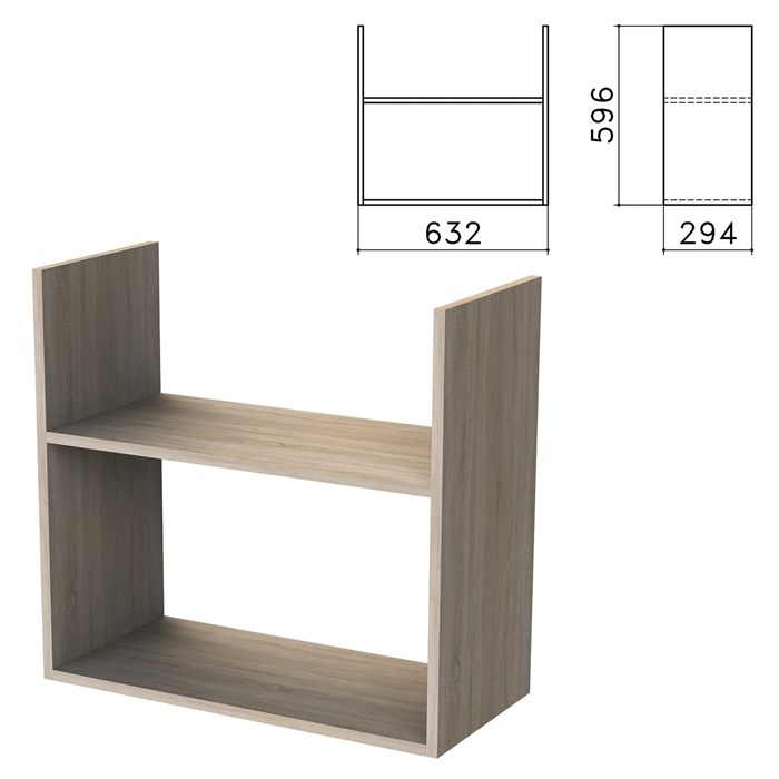 Полка навесная настенная Бюджет, 632х294х596 мм, дуб сонома 641851 - фото 110351