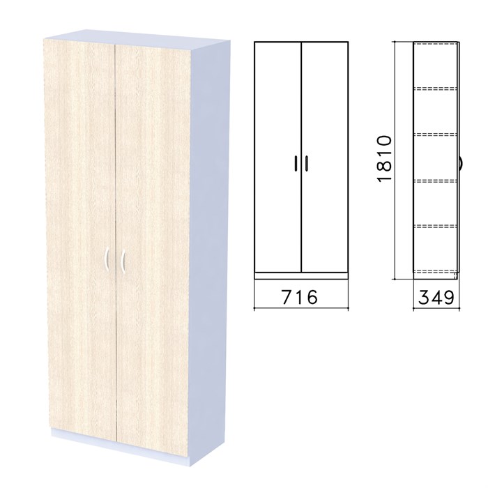 Шкаф закрытый Бюджет, 716х349х1810 мм, дуб шамони светлый (КОМПЛЕКТ) 980596 - фото 110428