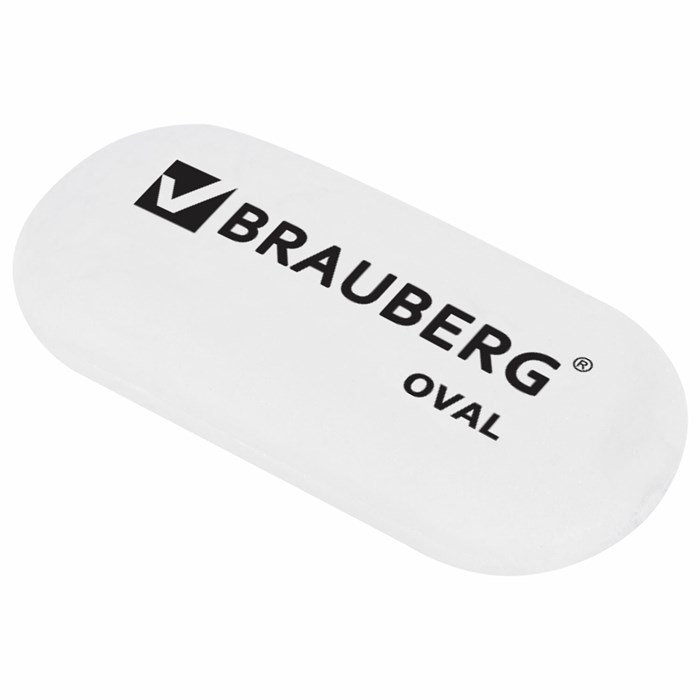 Ластик BRAUBERG "Oval", 55х23х10 мм, белый, овальный, 222471 222471 - фото 113955