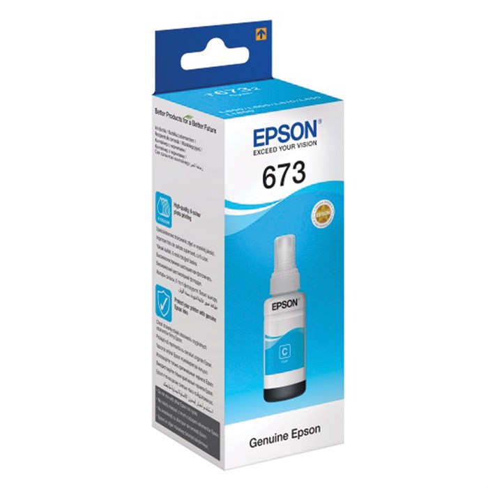 Чернила EPSON 673 (T6732) для СНПЧ Epson L800/L805/L810/L850/L1800, голубые, ОРИГИНАЛЬНЫЕ, C13T67324A/298 361042 - фото 123531