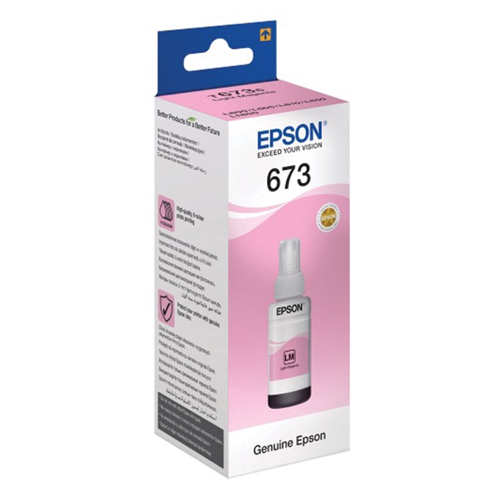 Чернила EPSON 673 (T6736) для СНПЧ Epson L800/L805/L810/L850/L1800, светло-пурпурные, ОРИГИНАЛЬНЫЕ, C13T67364A/698 361046 - фото 123535