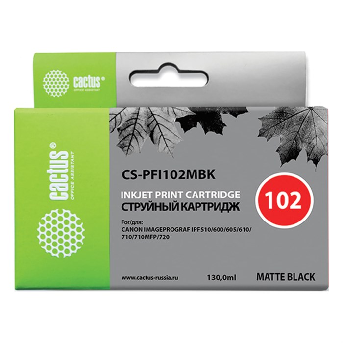 Картридж струйный CACTUS (CS-PFI102MBK) для CANON iPF500/510/F600/605/650/700, матовый черный 362782 - фото 123929