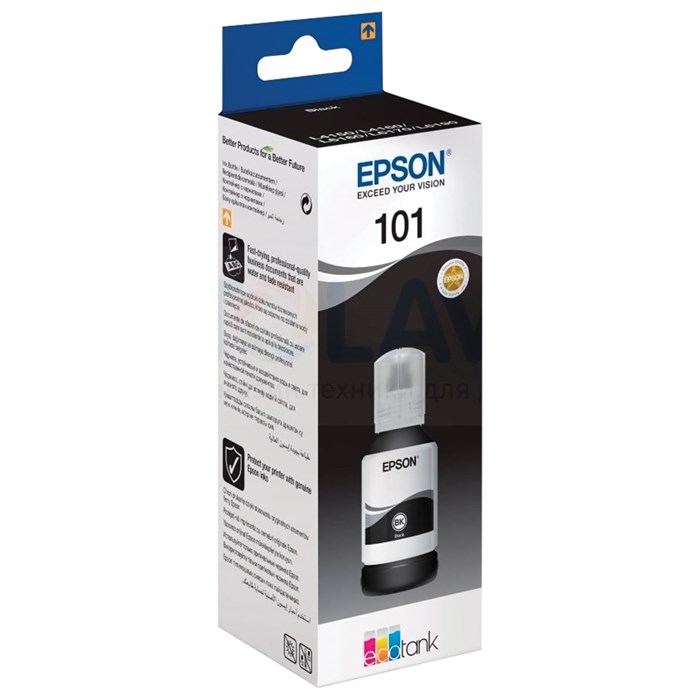 Чернила EPSON 101 (T03V14) для СНПЧ L4150/ L4160/ L6160/ L6170/ L6190, черные, ОРИГИНАЛЬНЫЕ, C13T03V14A 363023 - фото 124019