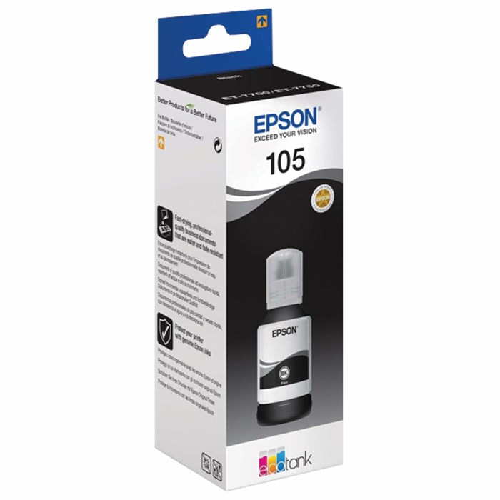 Чернила EPSON 105 (C13T00Q140) для СНПЧ L7160/L7180, черные пигментные, ОРИГИНАЛЬНЫЕ 363590 - фото 124254