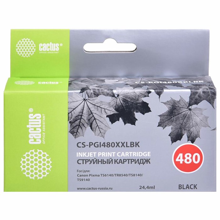 Картридж струйный CACTUS (CS-PGI480XXLBK) для Canon Pixma TR7540/TR8540/TS6140/TS8140, черный 364184 - фото 124593