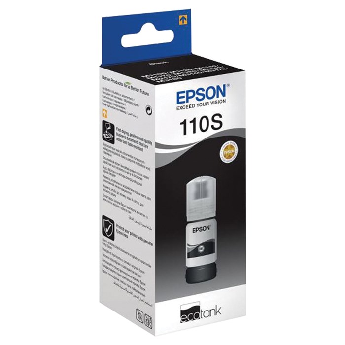 Чернила EPSON 110S (C13T01L14A) для СНПЧ EPSON M1100 / 1120 / 2140, черные, ОРИГИНАЛЬНЫЕ 363189 - фото 126234