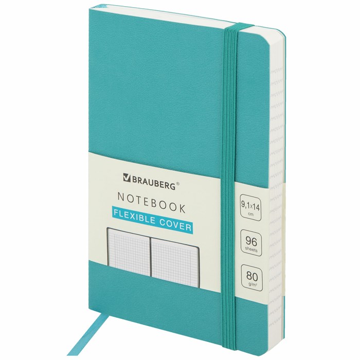 Блокнот МАЛЫЙ ФОРМАТ (91х140 мм) А6, BRAUBERG ULTRA, под кожу, 80 г/м2, 96 л., клетка, бирюзовый, 113027 113027 - фото 129869
