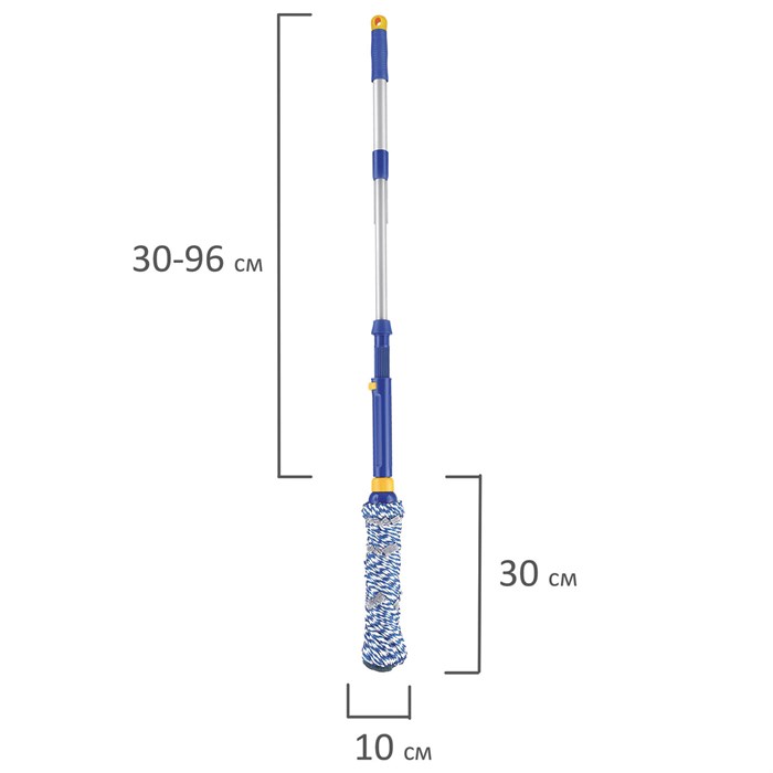 Швабра самоотжимная, скручивающийся отжим, МОП из микрофибры, телескопический черенок 96 см, LAIMA, 601471 601471 - фото 140859