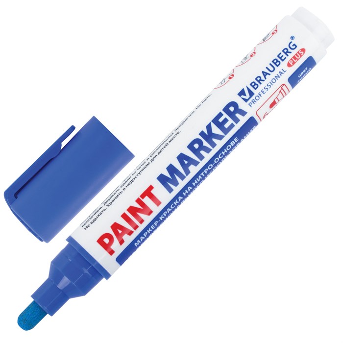 Маркер-краска лаковый (paint marker) 6 мм, СИНИЙ, НИТРО-ОСНОВА, BRAUBERG PROFESSIONAL PLUS EXTRA, 151453 151453 - фото 155019