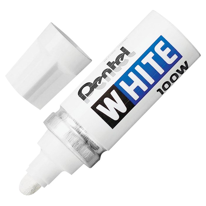 Маркер-краска лаковый PENTEL (Япония) WHITE, 6,5 мм, БЕЛЫЙ, алюминиевый корпус, длина письма 1200 м, X100W 151258 - фото 156471