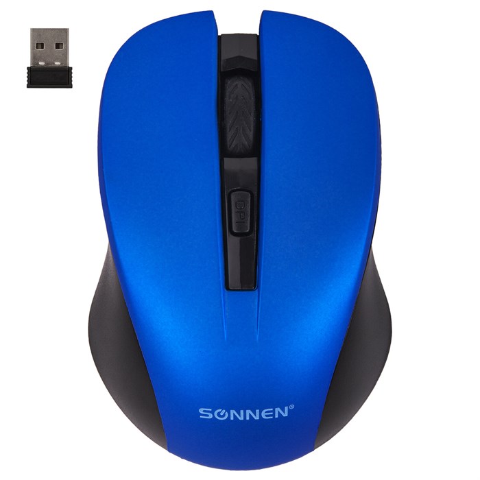 Мышь беспроводная с бесшумным кликом SONNEN V18, USB, 800/1200/1600 dpi, 4 кнопки, синяя, 513515 513515 - фото 159742