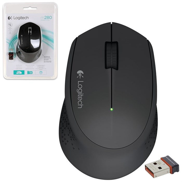 Мышь беспроводная LOGITECH M280, 2 кнопки + 1 колесо-кнопка, оптическая, черная, 910-004287 511747 - фото 160029