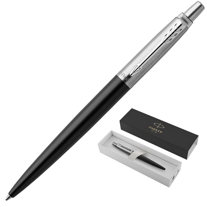 Ручка шариковая PARKER "Jotter Core Bond Street Black CT", корпус черный, детали хром, синяя, 1953184 142381 - фото 172105