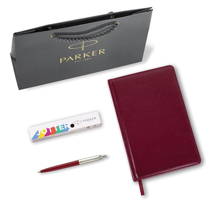 Ручка шариковая PARKER "Jotter Plastic CT", корпус красный, ежедневник А5 красный, пакет, 880897 880897 - фото 172164