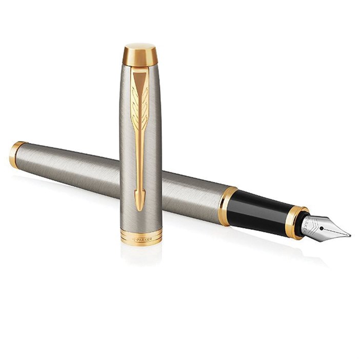 Ручка перьевая PARKER "IM Core Brushed Metal GT", серебристый матовый лак, позолота, синяя, 1931649 142540 - фото 172662