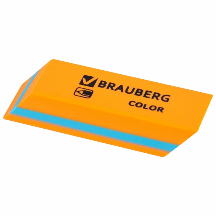 Ластик BRAUBERG "Color", 55х15х13 мм, прямоугольный, скошенный, яркие цвета ассорти, 272671 272671 - фото 200287