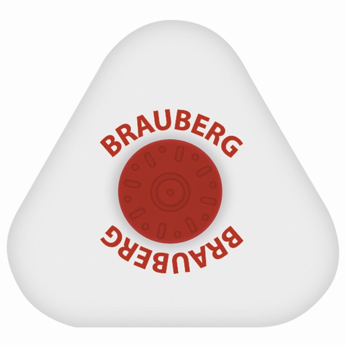 Ластик BRAUBERG "Universal", 45х45х10 мм, белый, треугольный, красный пластиковый держатель, 222473 222473 - фото 200429