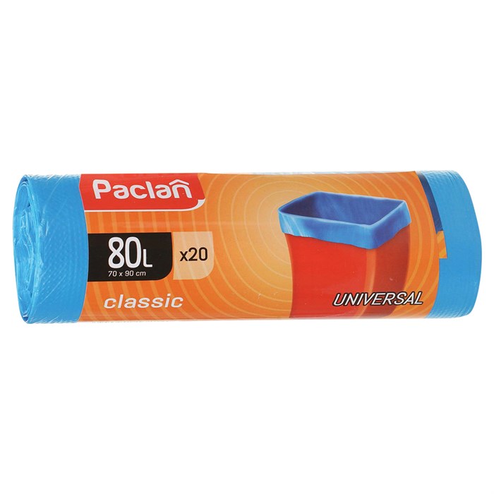 Мешки для мусора 80 л, синие, в рулоне 20 шт., ПНД, 12 мкм, 70х90 см, PACLAN "Classic", 402054 606335 - фото 203224