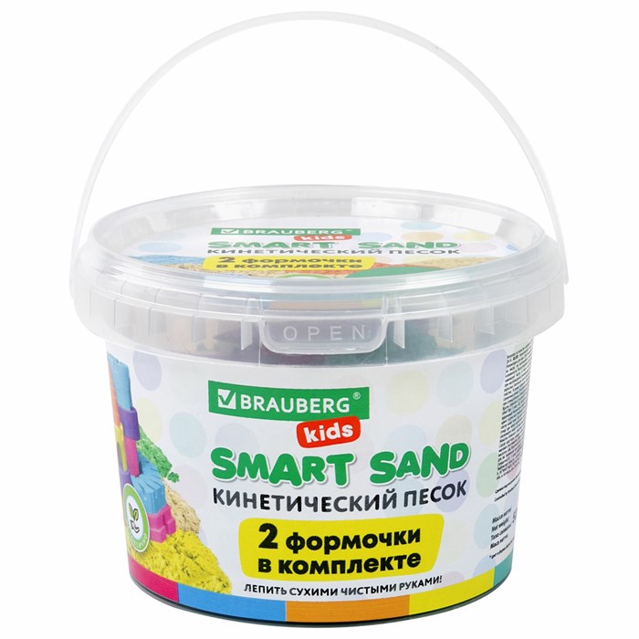 Песок для лепки кинетический BRAUBERG KIDS, изумрудный, 500 г, 2 формочки, ведерко, 665092 665092 - фото 212030