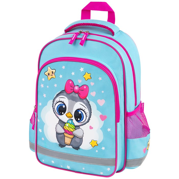 Рюкзак ПИФАГОР SCHOOL, 1 отделение, 3 кармана, "Smart penguin", 38x28х14 см, 271403 271403 - фото 221478