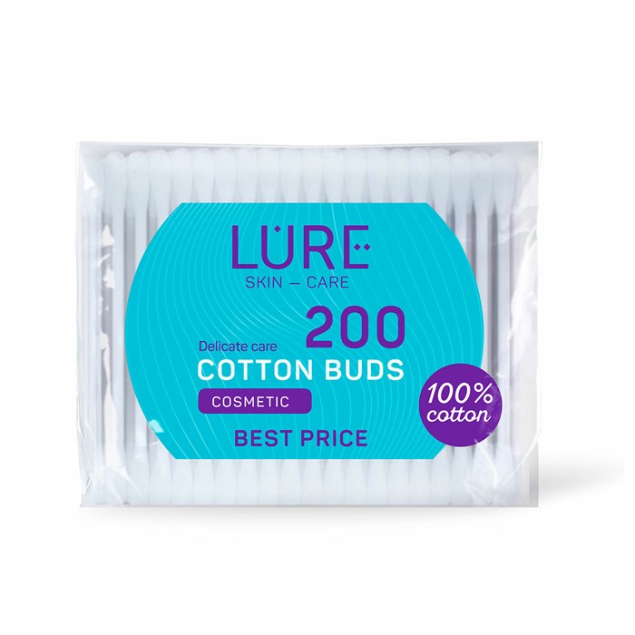 Ватные палочки КОМПЛЕКТ 200 шт., LURE, пакет, 10798 117604 - фото 227299