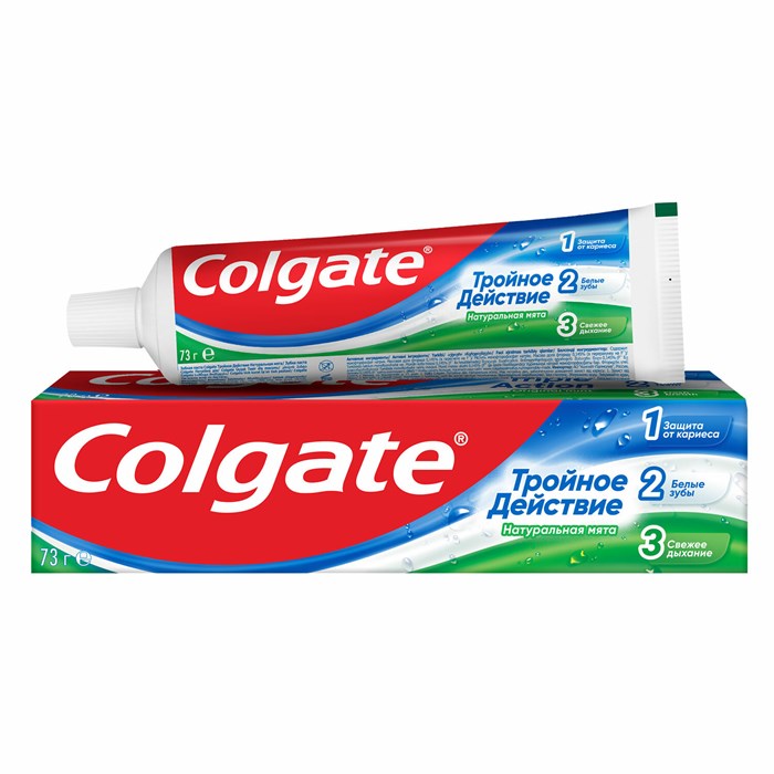 Зубная паста 50 мл COLGATE "Натуральная мята", тройное действие, с фторидом, 7891024128954 609058 - фото 237404