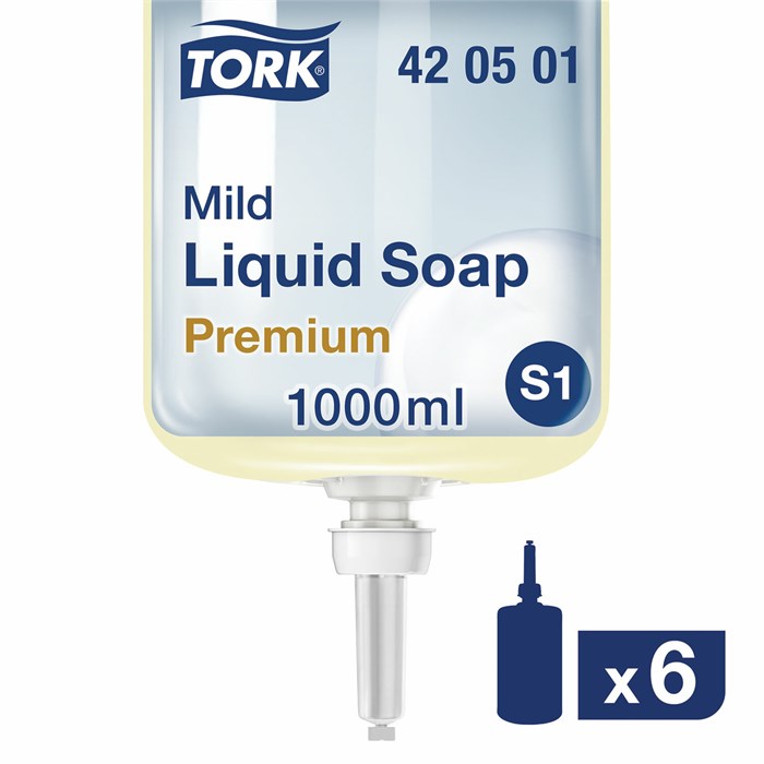 Картридж с жидким мылом одноразовый TORK (Система S1) Premium, 1 л, 420501 600296 - фото 241794