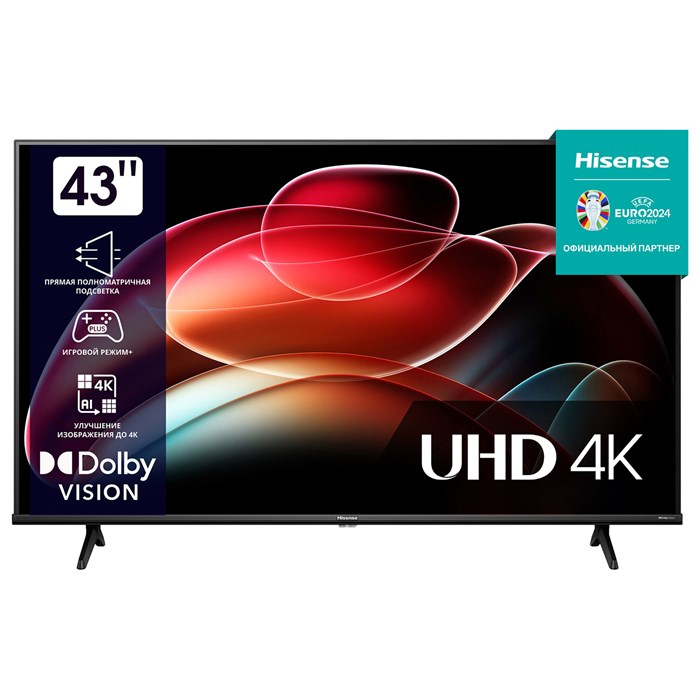 Телевизор HISENSE 43A6K, 43" (108 см), 3840 x 2160, 4K, 16:9, SmartTV, Wi-Fi, черный 456766 - фото 244969