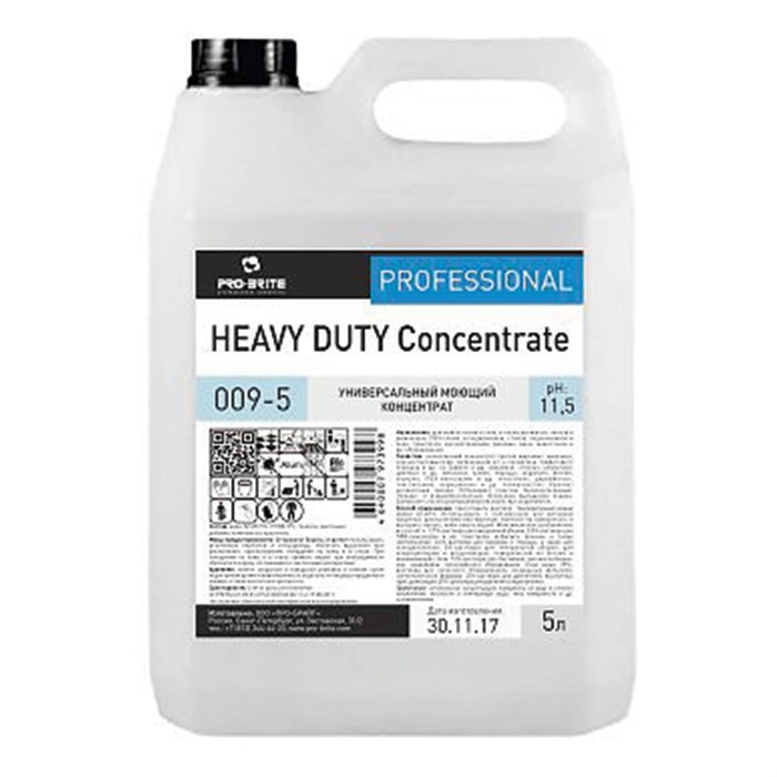 Средство моющее универсальное 5 л, PRO-BRITE HEAVY DUTY, щелочное, низкопенное, концентрат, 009-5 605291 - фото 249081