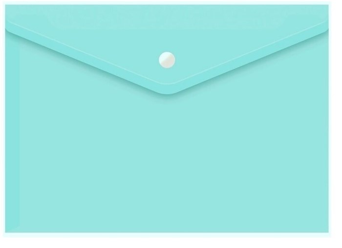 Папка-конверт с кнопкой,  А4, прозрачная, бирюзовая, 0,15 мм - фото 25094