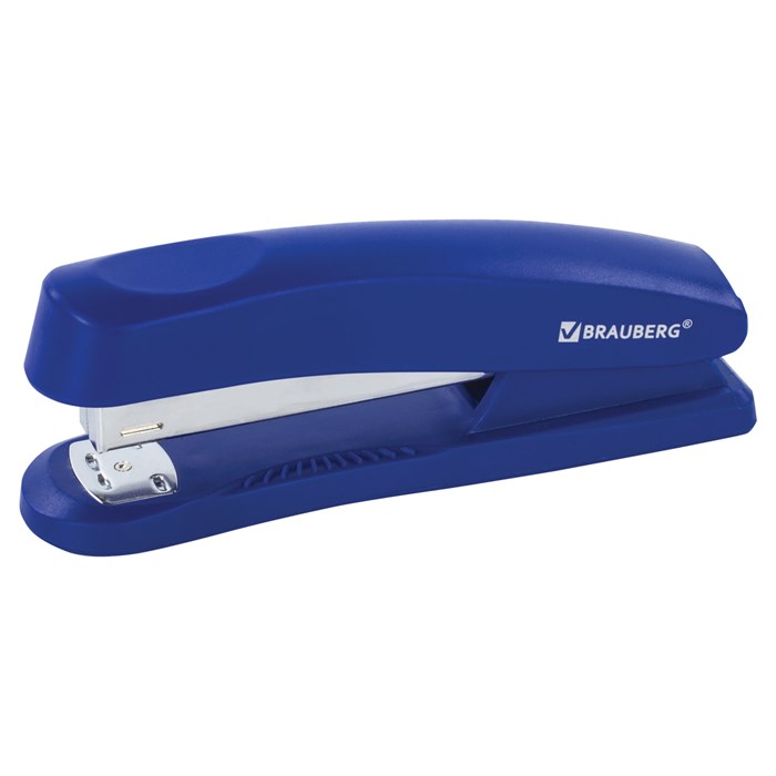 Степлер №24/6, 26/6 BRAUBERG "Standard+", до 30 листов, полнозагрузочный, синий, 228607 228607 - фото 260365