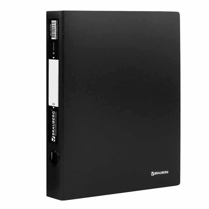 Папка на 4 кольцах BRAUBERG "Стандарт", 40 мм, черная, до 300 листов, 0,9 мм, 221620 221620 - фото 260748