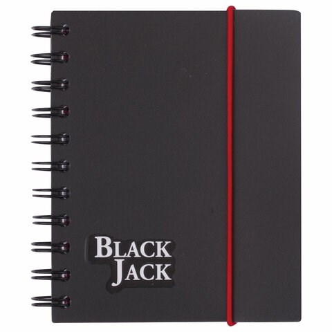 Блокнот МАЛЫЙ ФОРМАТ А6 105х148 мм, 150 л., гребень, пластик, клетка, BRAUBERG, "Black Jack", 125388 125388 - фото 268661