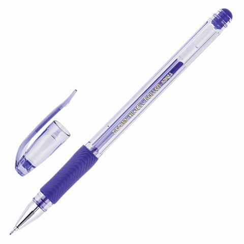 Ручка гелевая с грипом CROWN "Hi-Jell Needle Grip", СИНЯЯ, узел 0,7 мм, линия письма 0,5 мм, HJR-500RNB 143063 - фото 269421