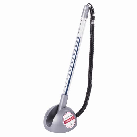 Ручка шариковая настольная BRAUBERG "Counter Pen", СИНЯЯ, пружинка, корпус серебристый, 0,5 мм, 143258 143258 - фото 269442