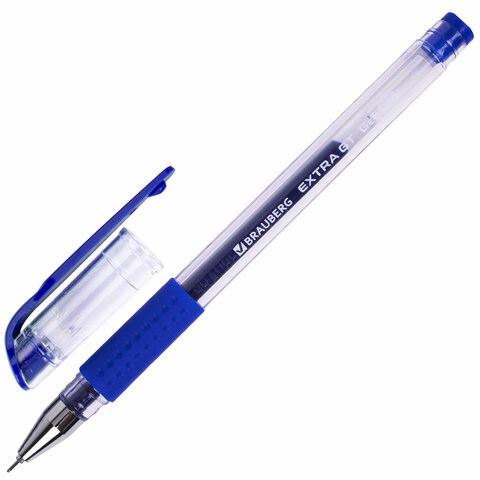 Ручка гелевая с грипом BRAUBERG "EXTRA GT NEEDLE", СИНЯЯ, игольчатый узел 0,5 мм, линия 0,35 мм, 143916 143916 - фото 269750