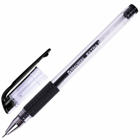 Ручка гелевая с грипом BRAUBERG "EXTRA GT NEEDLE", ЧЕРНАЯ, игольчатый узел 0,5 мм, линия 0,35 мм, 143918 143918 - фото 269752