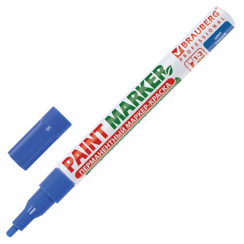Маркер-краска лаковый (paint marker) 2 мм, СИНИЙ, БЕЗ КСИЛОЛА (без запаха), алюминий, BRAUBERG PROFESSIONAL, 150864 150864 - фото 270042
