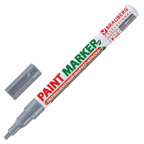 Маркер-краска лаковый (paint marker) 2 мм, СЕРЕБРЯНЫЙ, БЕЗ КСИЛОЛА (без запаха), алюминий, BRAUBERG PROFESSIONAL, 150866 150866 - фото 270044