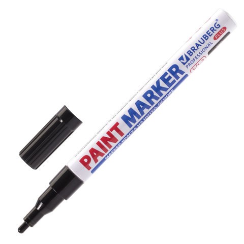 Маркер-краска лаковый (paint marker) 2 мм, ЧЕРНЫЙ, НИТРО-ОСНОВА, алюминиевый корпус, BRAUBERG PROFESSIONAL PLUS, 151439 151439 - фото 270130