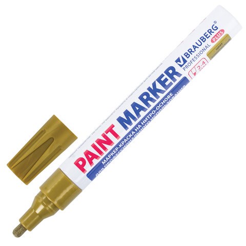 Маркер-краска лаковый (paint marker) 4 мм, ЗОЛОТОЙ, НИТРО-ОСНОВА, алюминиевый корпус, BRAUBERG PROFESSIONAL PLUS, 151449 151449 - фото 270139