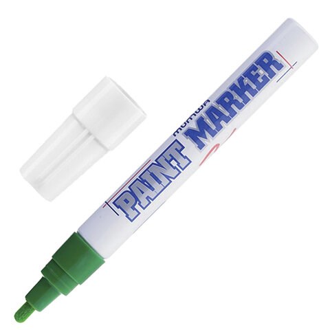 Маркер-краска лаковый (paint marker) MUNHWA, 4 мм, ЗЕЛЕНЫЙ, нитро-основа, алюминиевый корпус, PM-04 151473 - фото 270149