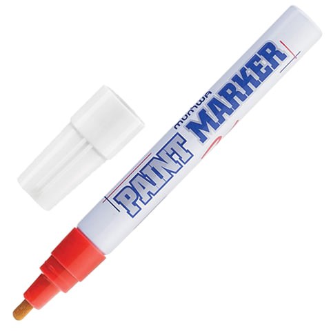 Маркер-краска лаковый (paint marker) MUNHWA, 4 мм, КРАСНЫЙ, нитро-основа, алюминиевый корпус, PM-03 151475 - фото 270150