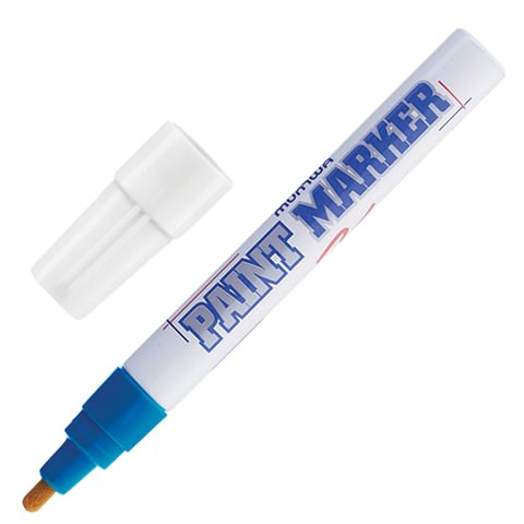 Маркер-краска лаковый (paint marker) MUNHWA, 4 мм, СИНИЙ, нитро-основа, алюминиевый корпус, PM-02 151479 - фото 270151