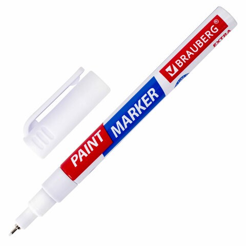 Маркер-краска лаковый EXTRA (paint marker) 1 мм, БЕЛЫЙ, УСИЛЕННАЯ НИТРО-ОСНОВА, BRAUBERG, 151959 151959 - фото 270259