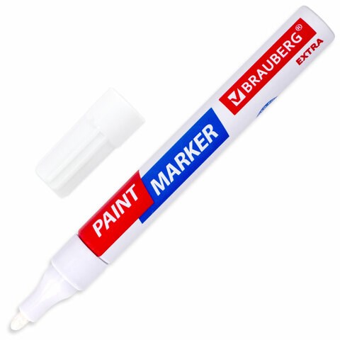 Маркер-краска лаковый EXTRA (paint marker) 4 мм, БЕЛЫЙ, УСИЛЕННАЯ НИТРО-ОСНОВА, BRAUBERG, 151978 151978 - фото 270271